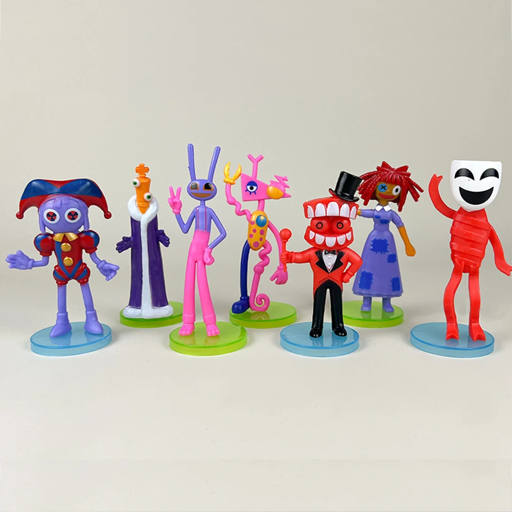 7Pcs The Amazing Digital Circus Figure Card Toy Pomni Jax Kagatha Kinger Caine Kaufmo PVC Model Doll Figurines Kids Gift