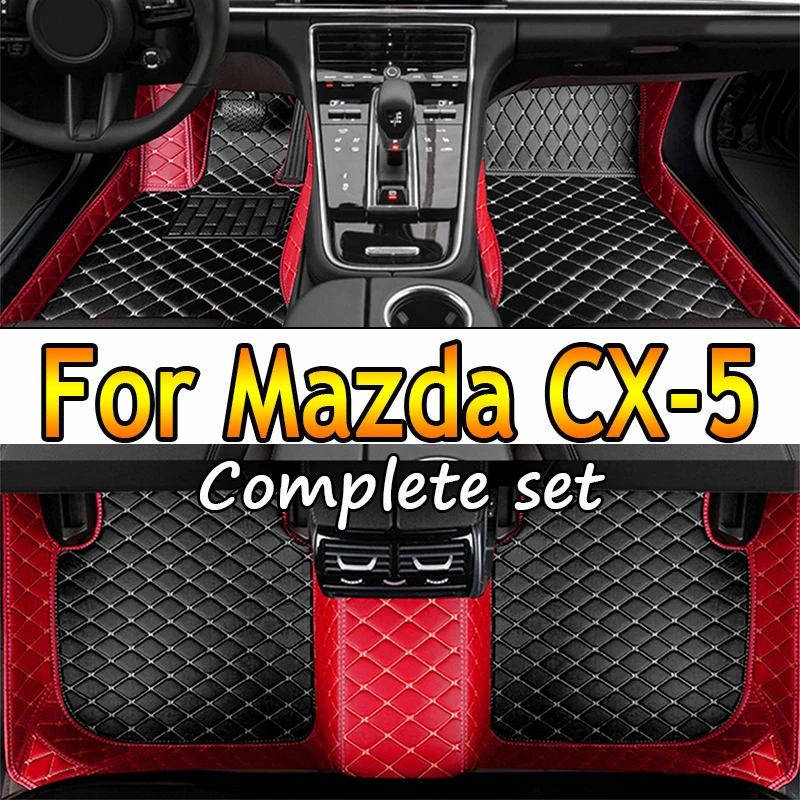Car Floor Mats For Mazda CX-5 CX5 KF 2017~2023 Leather Luxury Mat Rugs Carpet Full Set Auto Interior Parts Car Accessories 2018