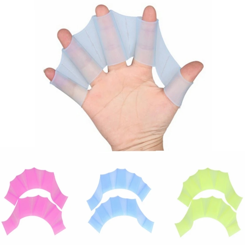 1 Pair Silicone Swimming Flippers Hand Fins Swim Web Training Glove Gear Paddle