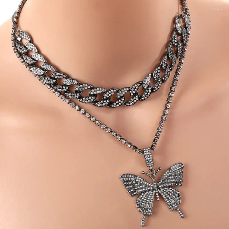 Chains Statement Butterfly Tennis Chain Necklace Choker For Women Crystal Rhie Pendant Jewelry Christmas Present