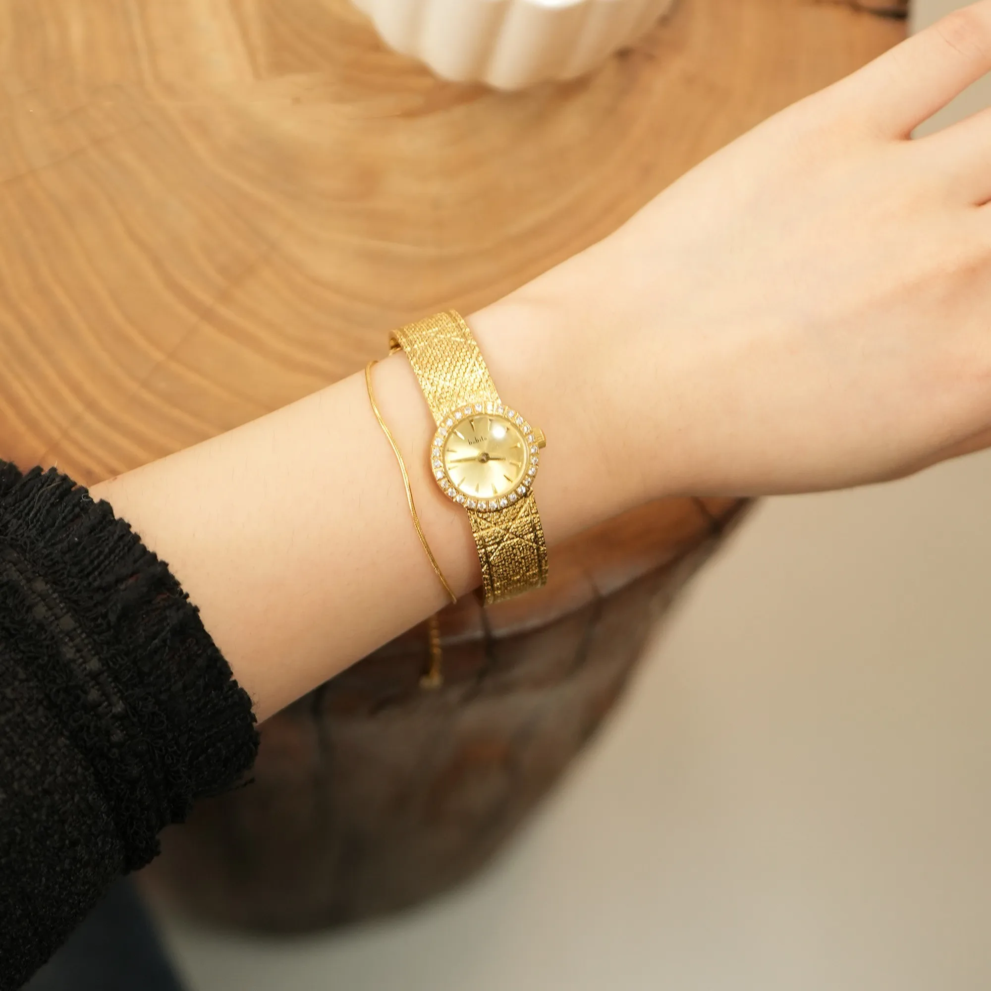 Vintage Small Dial 2023 Women's Watch Diamond Retro Luxury Elegant Gifts Brass Band 24K Gold Plated High Quality