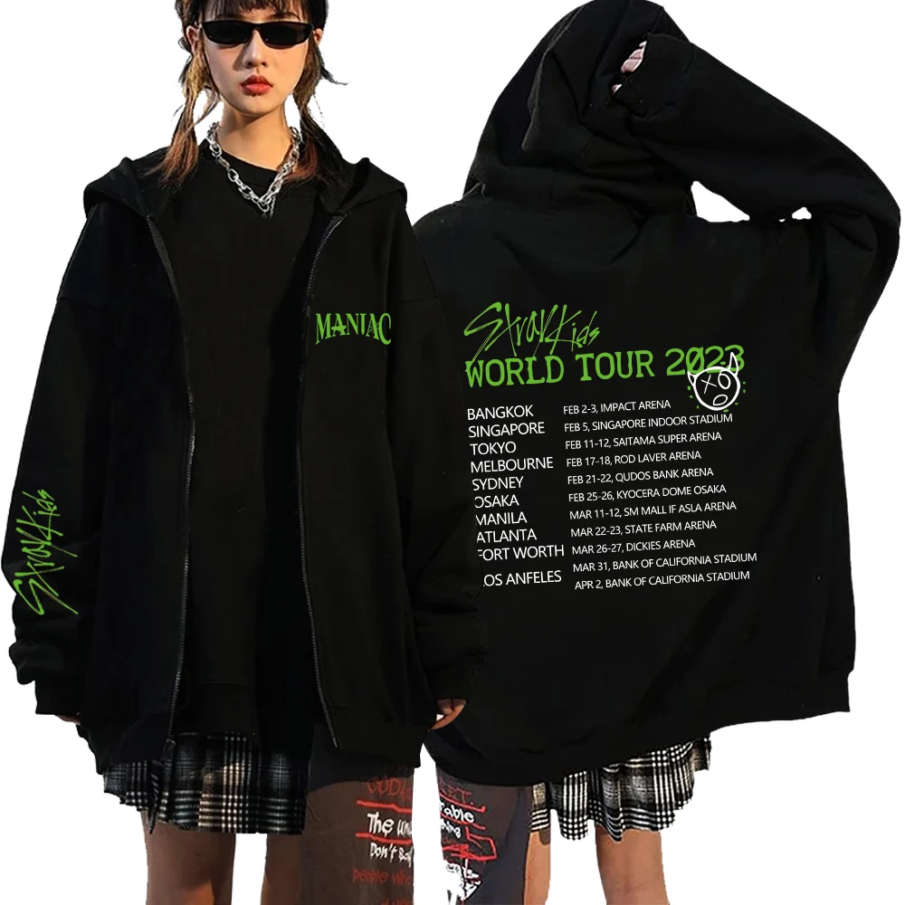 Stray Kids Hoodie Kpop Korea Style Sweatshirts Y2k Clothes Fleece Zipper Jackets Unisex Casual Oversized Long Sleeve Streetwear