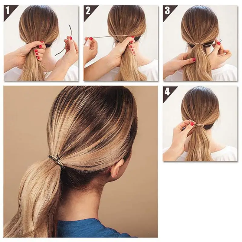 5pcs Ponytail Rubber Elastic Clips Rope Women Gum Hooks Hair Accessories Hair Ties Hairbands Styling Tools Holder Bungee Bands