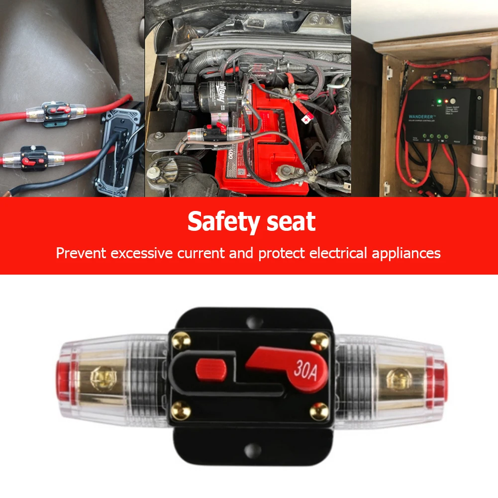 30A 40A 50A 60A 80A 100A 125A 150A DC 12-42V Resettable Circuit Breaker Reset Insurance Car Marine RV Power Insurance Switch