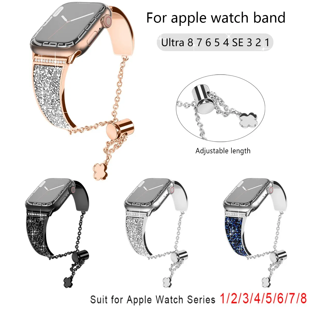 Women Starlight Metal Strap For Apple Watch Ultra Band mm Dia Charm Bracelet IWatch Series SE