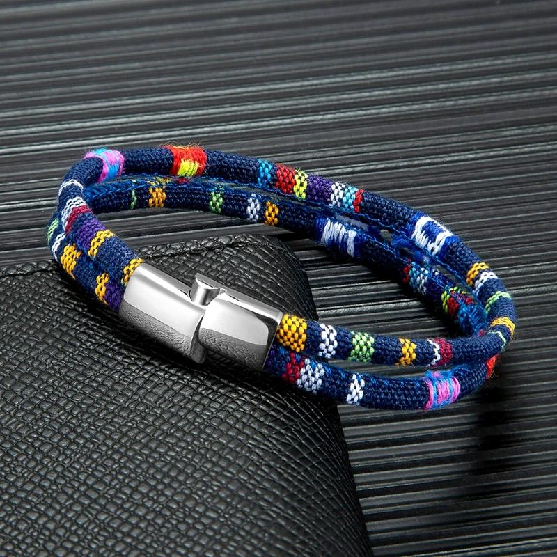 Unisex ENDN Men Women Handmade ddmysmile Surfer Beach Bracelet Double Strand Waterproof String Rope Bracelet Boho Ethno Festival Jewelry Smile