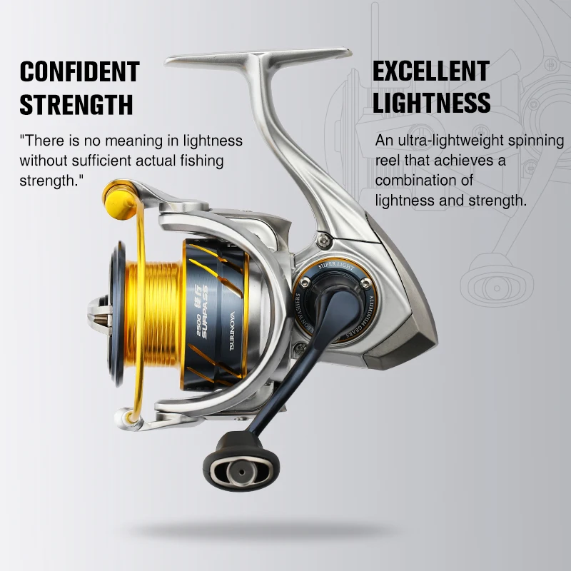Long TSURINOYA Inshore Casting Spinning Fishing Reel SURPASS 2000 2500 Ultra light High Strength 9kg Drag 6.2:1 Saltwater Wheel smile
