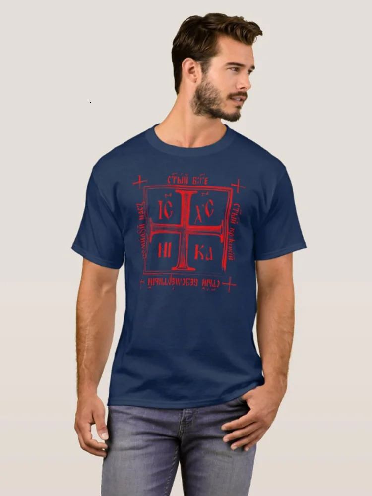 Jesus Christos Victory Eastern Orthodox Cross TShirt 100 Cotton ONeck Summer Short Sleeve Casual Mens Tshirt Size S3XL 240315