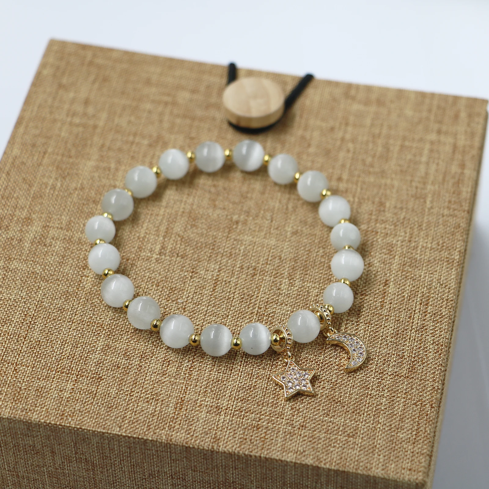 White Beaded Bracelets For Women Natural Crystal Opal Lucky Four-leaf Clover Healing Anxiety Pearl Lucky Hndmade Jewelry Misfrs