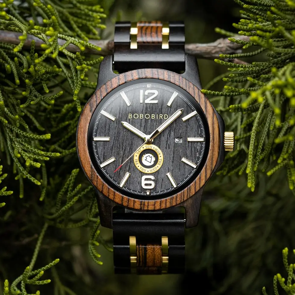BOBO BIRD Men's Wood Watches Analog Quartz Watch Great Gift for Men With Gift Box