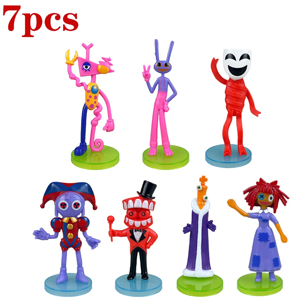 7Pcs The Amazing Digital Circus Figure Card Toy Pomni Jax Kagatha Kinger Caine Kaufmo PVC Model Doll Figurines Kids Gift