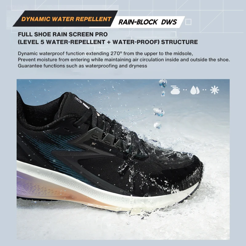 361 Degrees NEW Rainblock 7.0 Anti Splash Rainproof Women Sport Shoes Technology Night Reflective Cushioning Sneakers 582342228