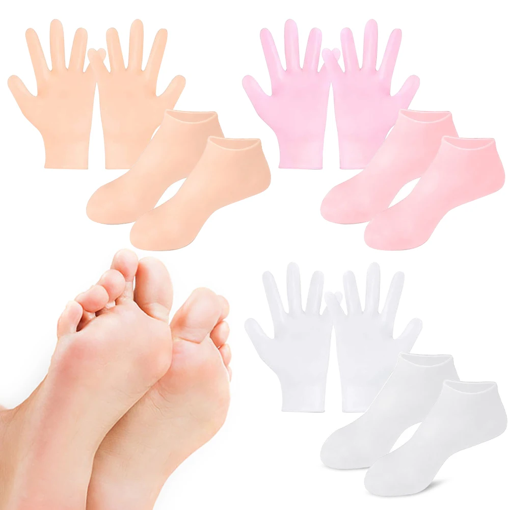 Set Silicone Foot Care Socks Anti Cracking Moisturizing Gel Cracked Dead Skin Remove Protector Pain Relief Pedicure Tools