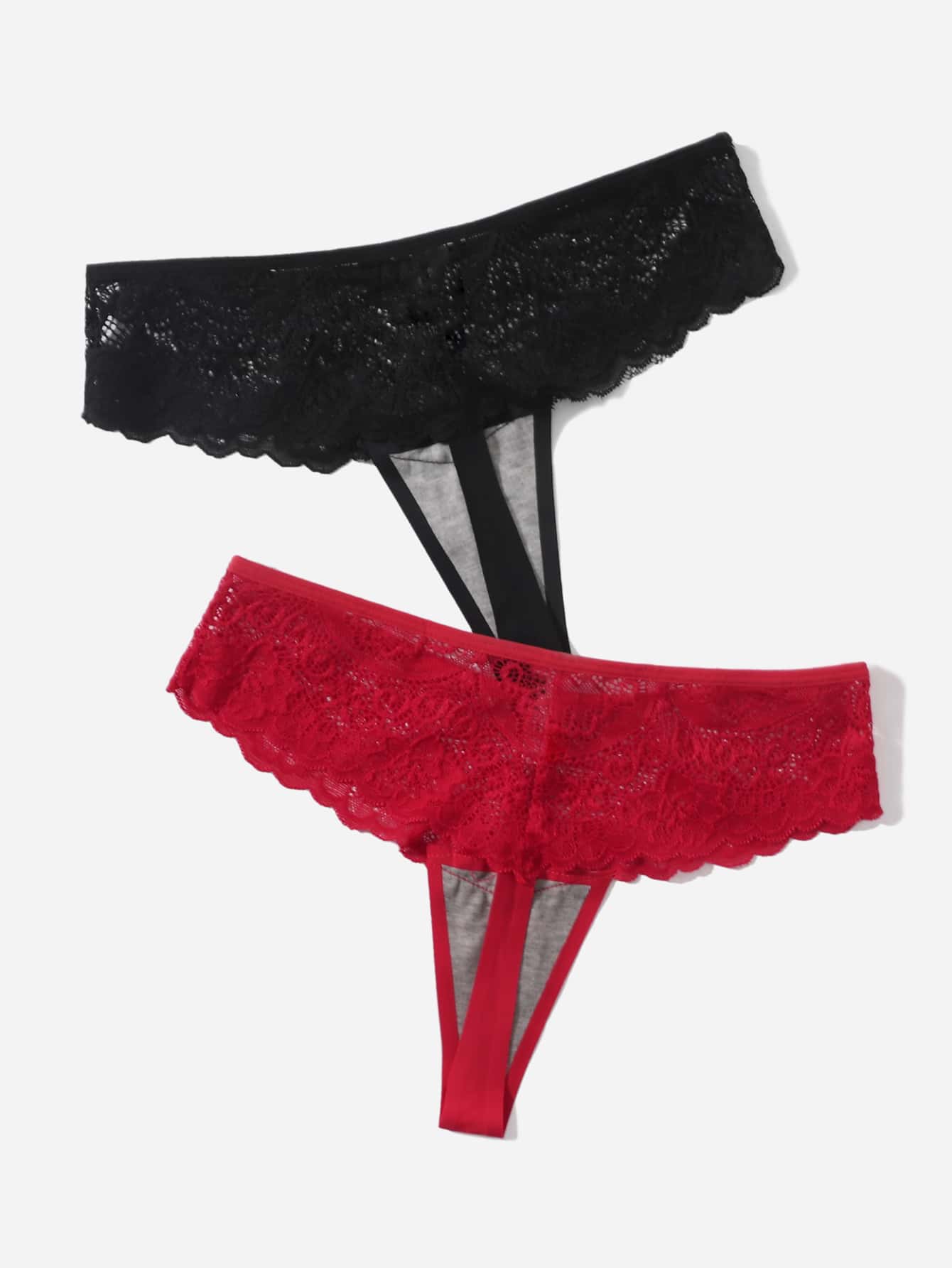 Beautiful Lace Sexy Women Red and black Panties Low-Waist Underwear Thong Female T-back C850