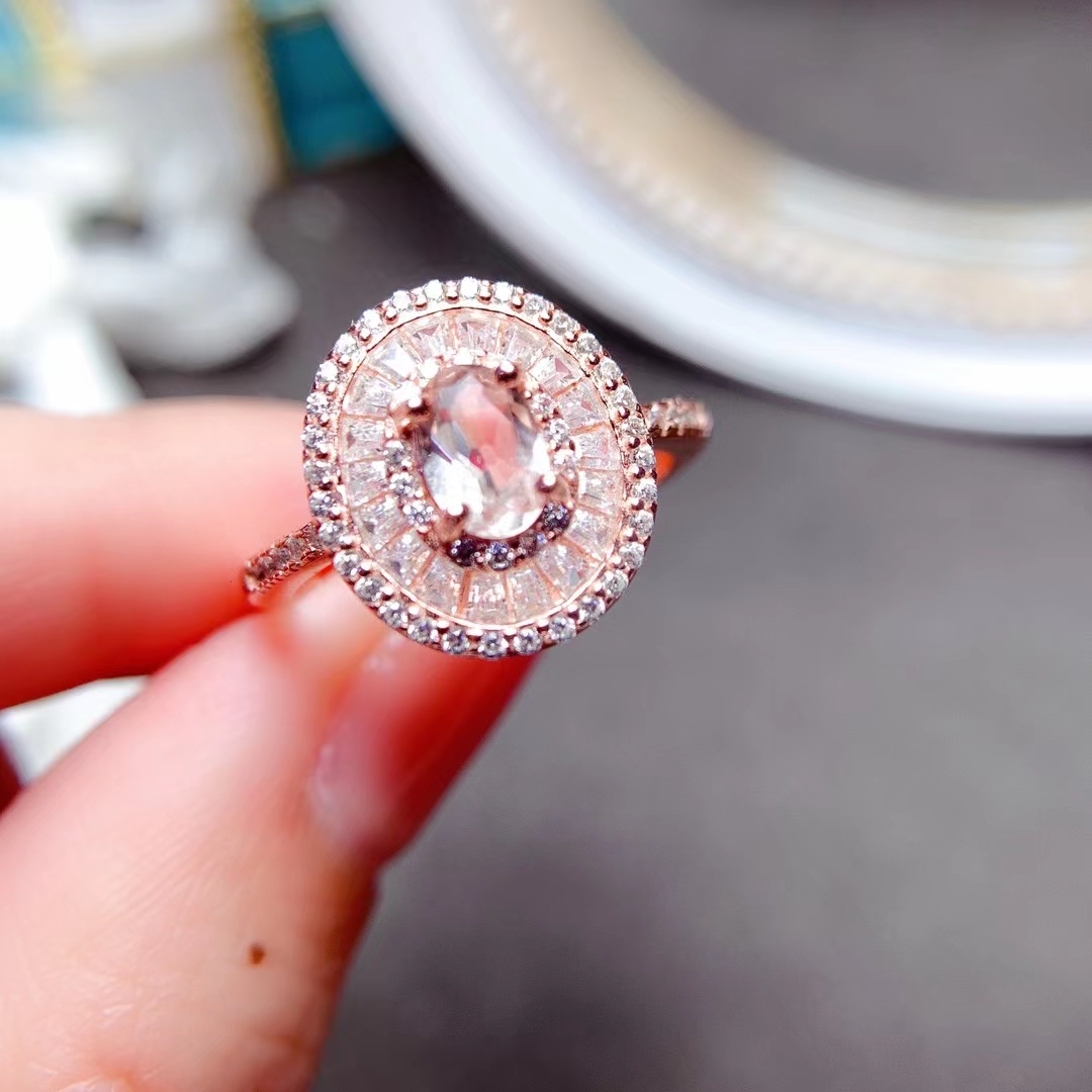 for Engagement 100% Natural Pink Beryl Ring Sier Real Morganite Jewelry