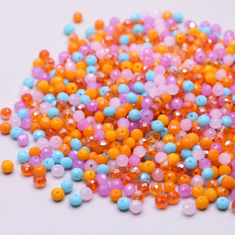 New Bright Summer Color mm pcs bag Rondelle Faceted Crystal Glass Beads Round Loose Spacer for Jewelry Making DIY