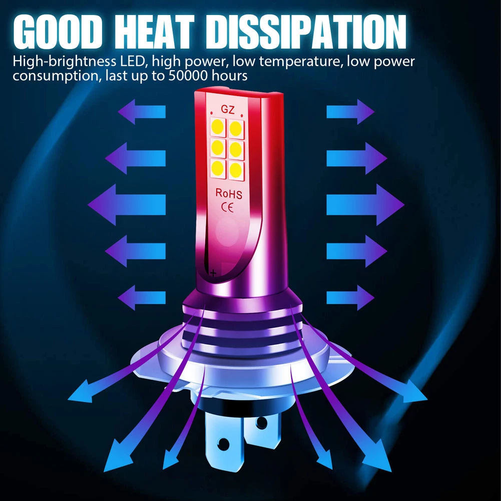H7 LED Headlight Bulb 30000LM Car Fog Light Bulb 6000K Car High Low Beam IP67 Waterproof Super Bright White for Automobile Parts