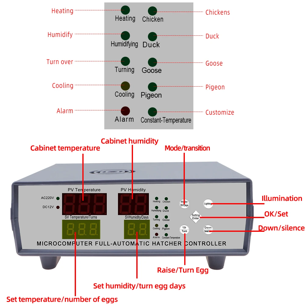 XM-18K-2 egg Incubator Controller Microcomputer full-Automatic Hatcher Controller Incubator Thermostat Egg Hatcher Controller