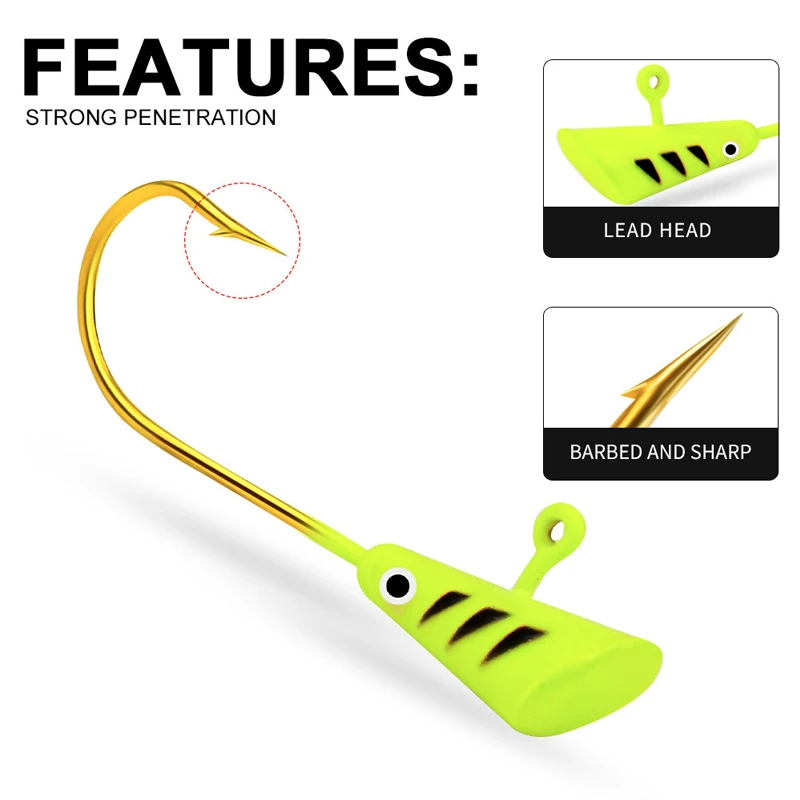 25pcs Shad Dart Jig Heads Fishing Hooks Crappie Panfish Bass Lures Accessories Fishing Gear Goods Hooks 1/32 1/16 oz