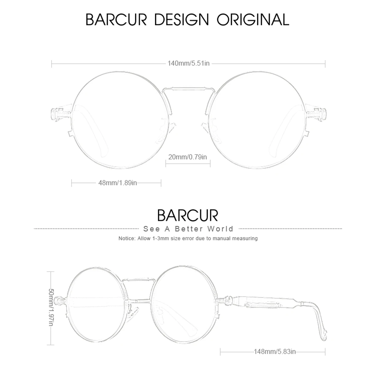 For Sunglasses BARCUR Round Men Polarized Retro Steampunk Sun Glasses For Women Vintage Style Uv400 Eyewear Accessory ddmysmile Oculos Smile