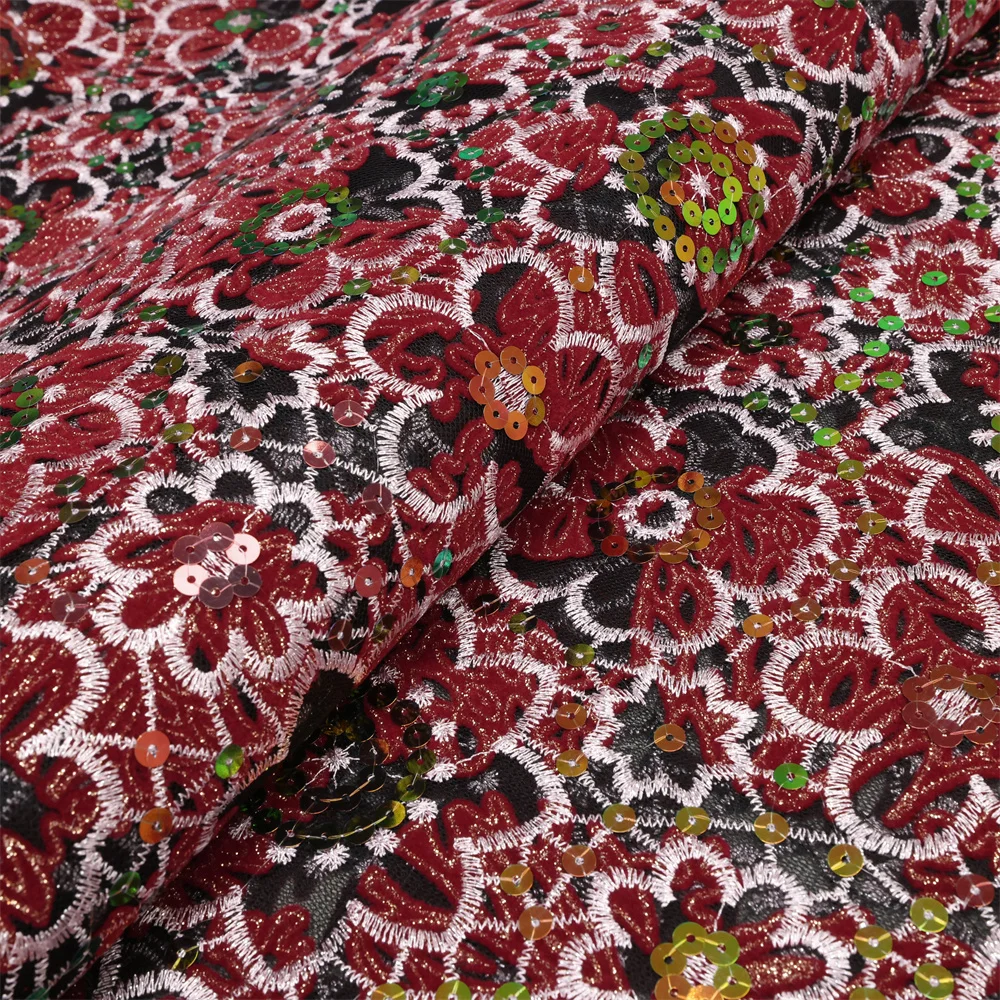 African Velvet Sequined Lace Fabric 2023 High Quality Embroidery Nigerian French Lace Fabric For Sew Party Dresses