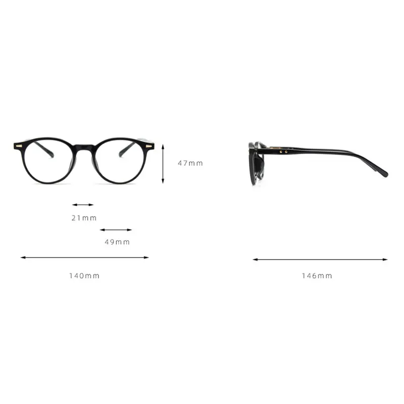 mimiyou TR90 Rivet Round Glasses Frame Women Vintage Anti Blue Light Optical Eyewear Men Eyeglasses Frame UV400 Computer Glasses