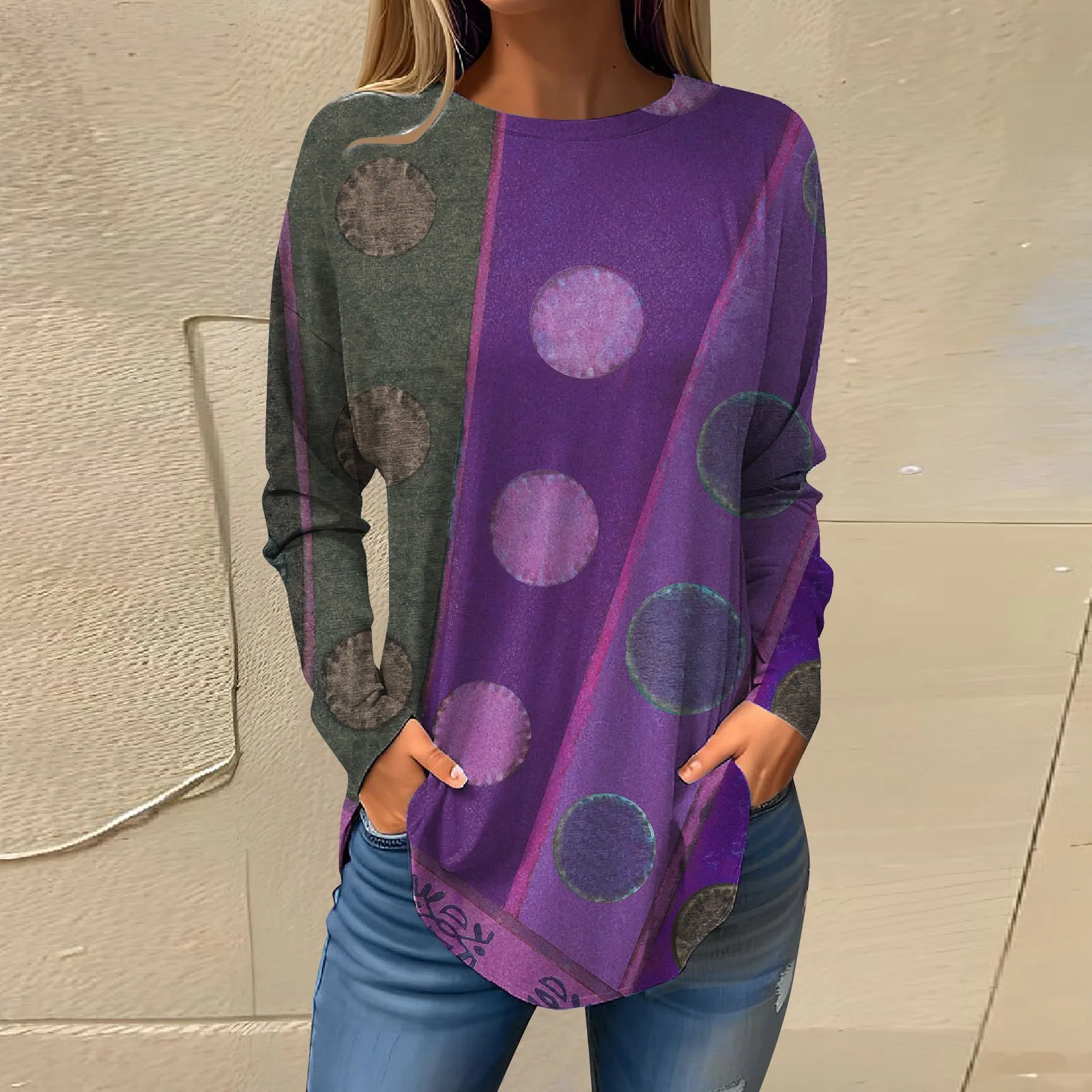 Women's Top Pullover Casual Long Sleeve Happy new New Year 2024 Long Sleeve 2025 Shirts Sweatshirt Retro Printing Printed Round Neck Tops