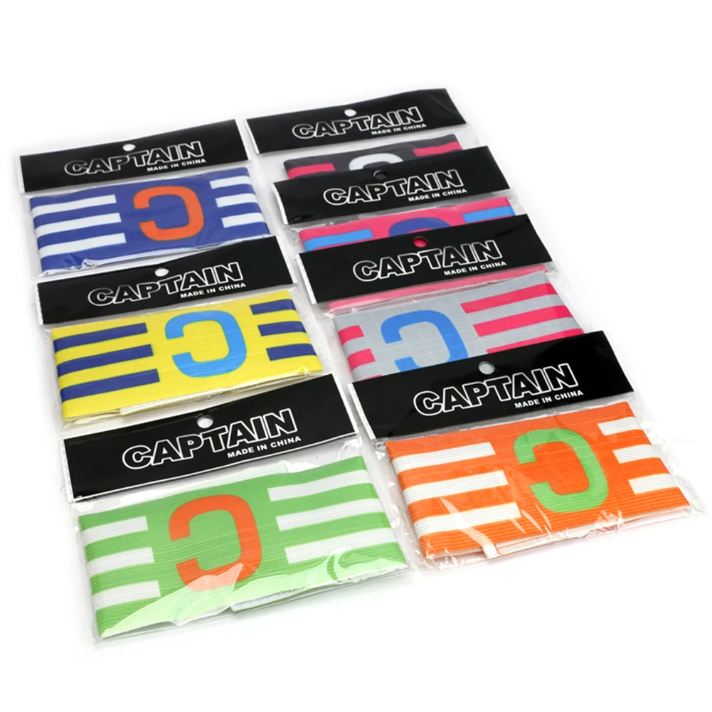 10-30pcs Football Captain Armband Adjustable Brazalete Capitan Band Breathable Stripe Arm Band with Touch Fastener for Captain