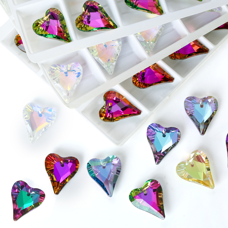 Crystal 6240 Wild Heart Charms Glass Austria Loose Beads Pendant Rhinestones for DIY Earring Necklace Jewelry Accessories 12Pcs