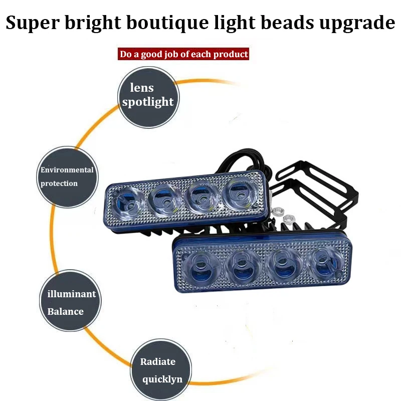 Pcs Strobe Flash LED V Daytime Running Lights Flexible Waterproof DRL Driving Fog Lamps Signal Light