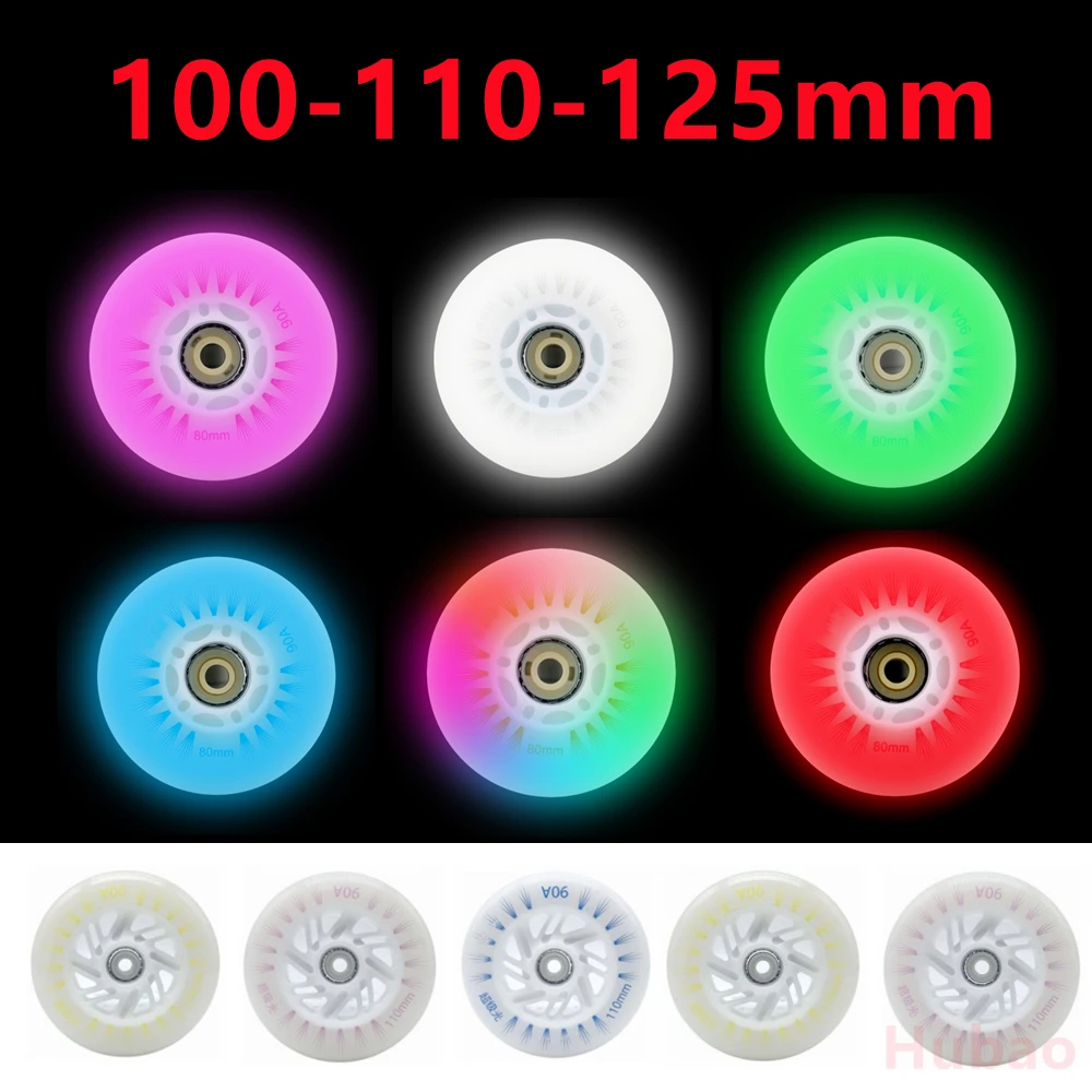 6pcs 2025 LED new Flash Wheel 100/110/125mm Speed Skates Roller Skates PU Tyres