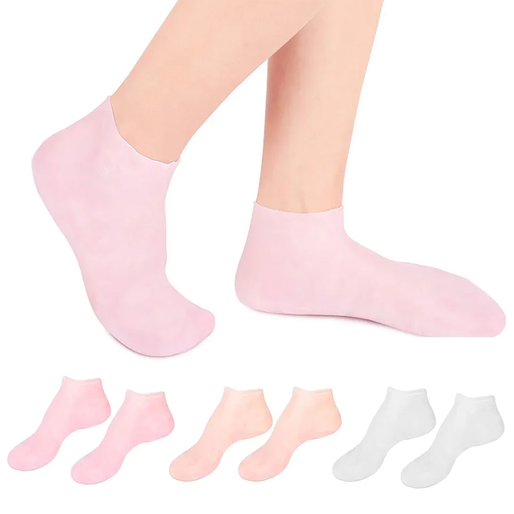 Pair Feet Care Socks Moisturizing Silicone Gel Heel Full Length Foot Skin Tools Protectors Anti Cracking Spa Home Use 5