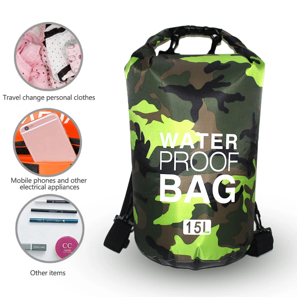 5L 20L 10L 2L Waterproof Swimming Bag Dry Sack Camouflage Colors Fishing Boating Kayaking Drifting Rafting Outdoor Storage Bag smile