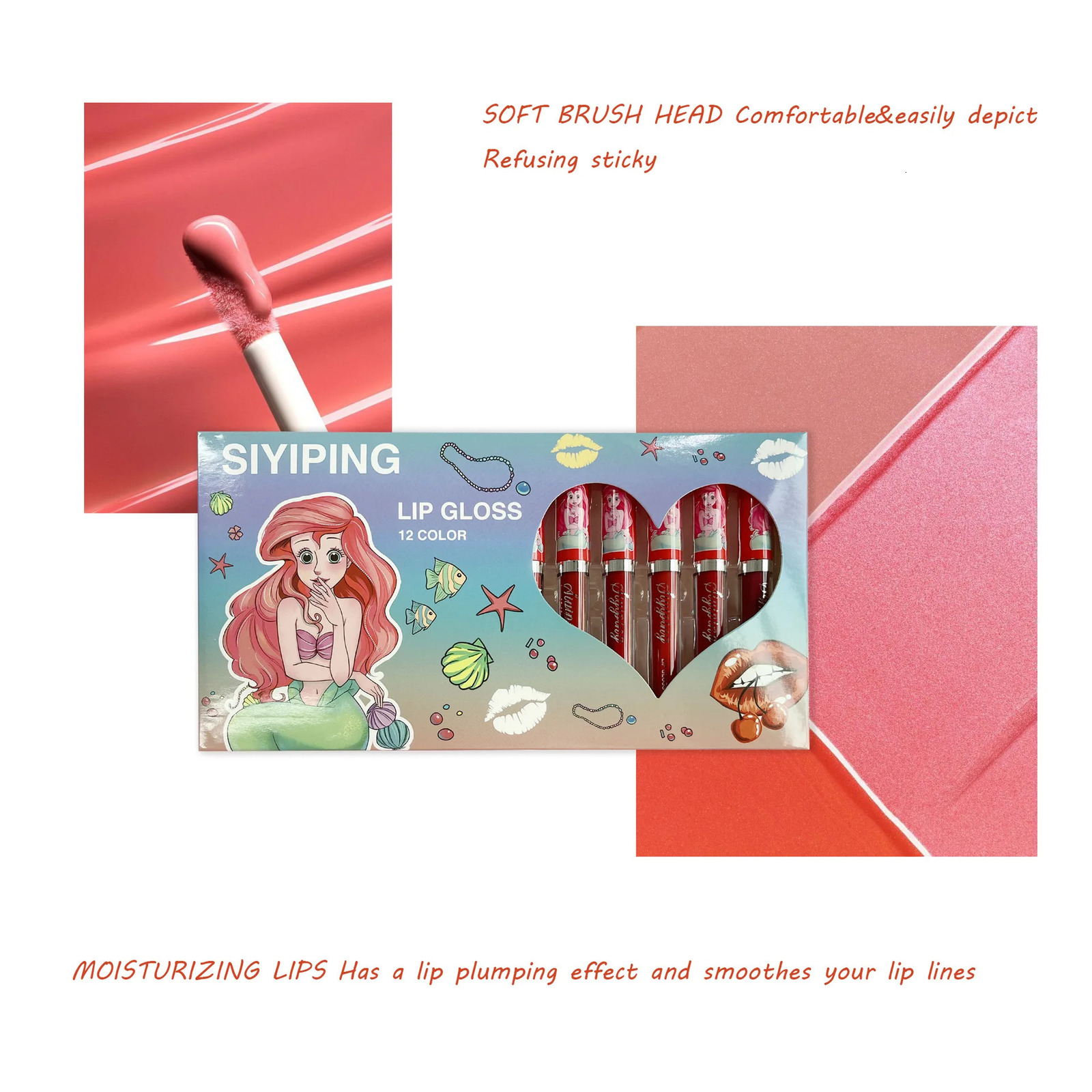 12PCS Velvet Matte Liquid Lipstick Kawaii Mermaid Make Up Makeup Classic Waterproof Long Lasting Full Lips Gloss For Girl Gift 240321