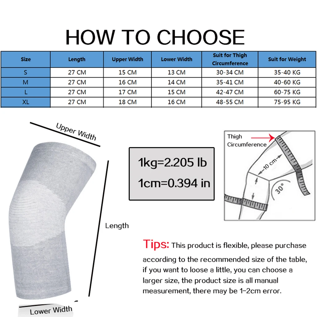 WorthWhile 1 Pair Winter Warm Knee Pads Bamboo Charcoal Protective Gear for Women Old Men Kneepad Support for Spring Running