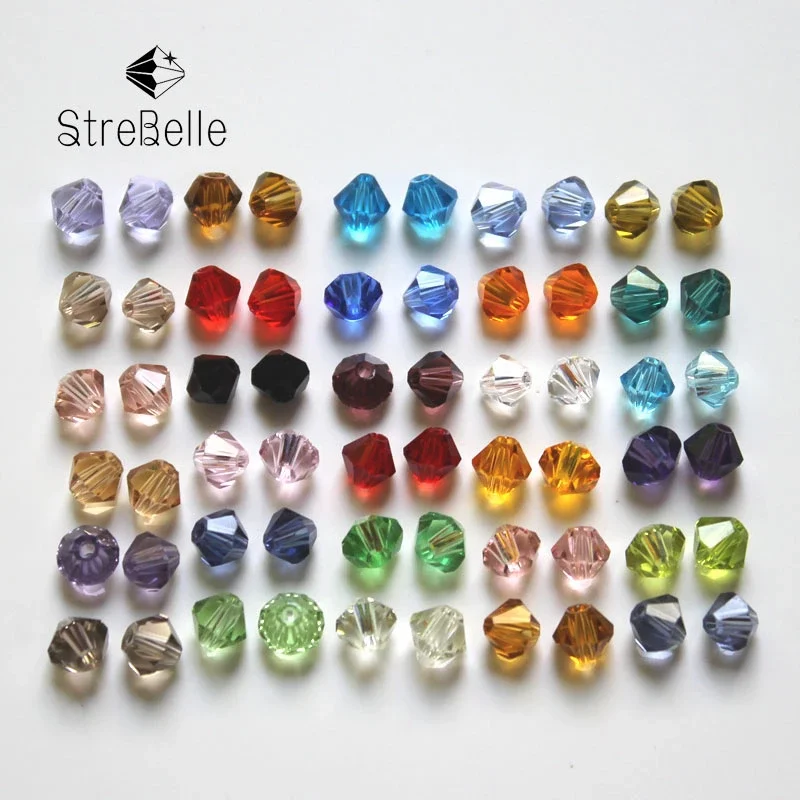 StreBelle Wholesale 100pcs/Bag Grade AAA 4mm 5301 Seed Bicone Bead Wholesale Loose Glass Crystal Beads 22 Colors Pick