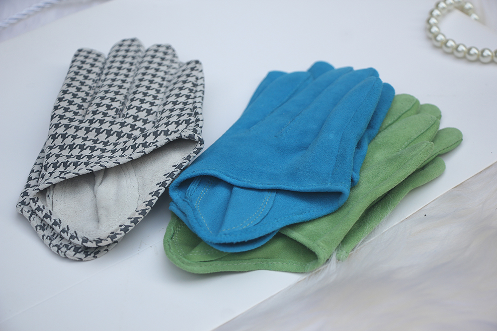 Women's Suede Leather Gloves with Half Palm Design - Super Soft Sheepskin Material