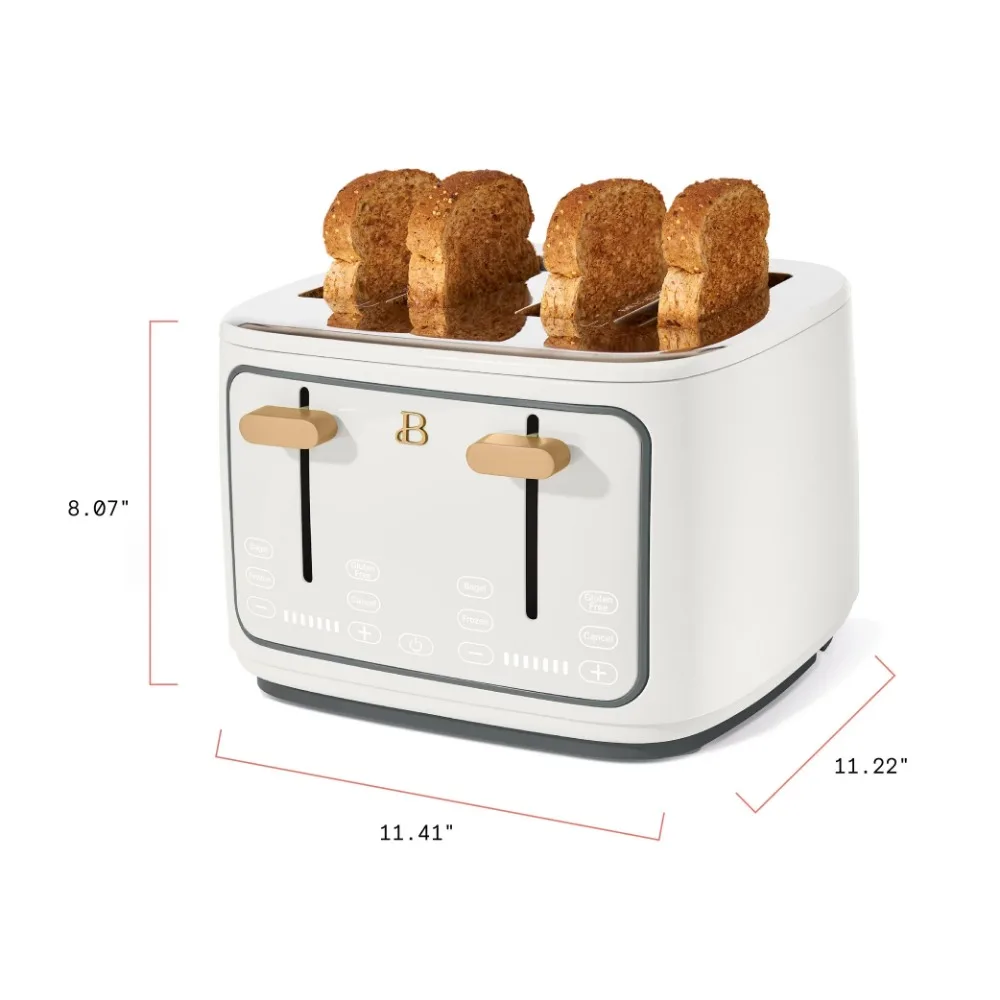 2023 New Beautiful 4 Slice Toaster, White Icing By Drew Barrymore