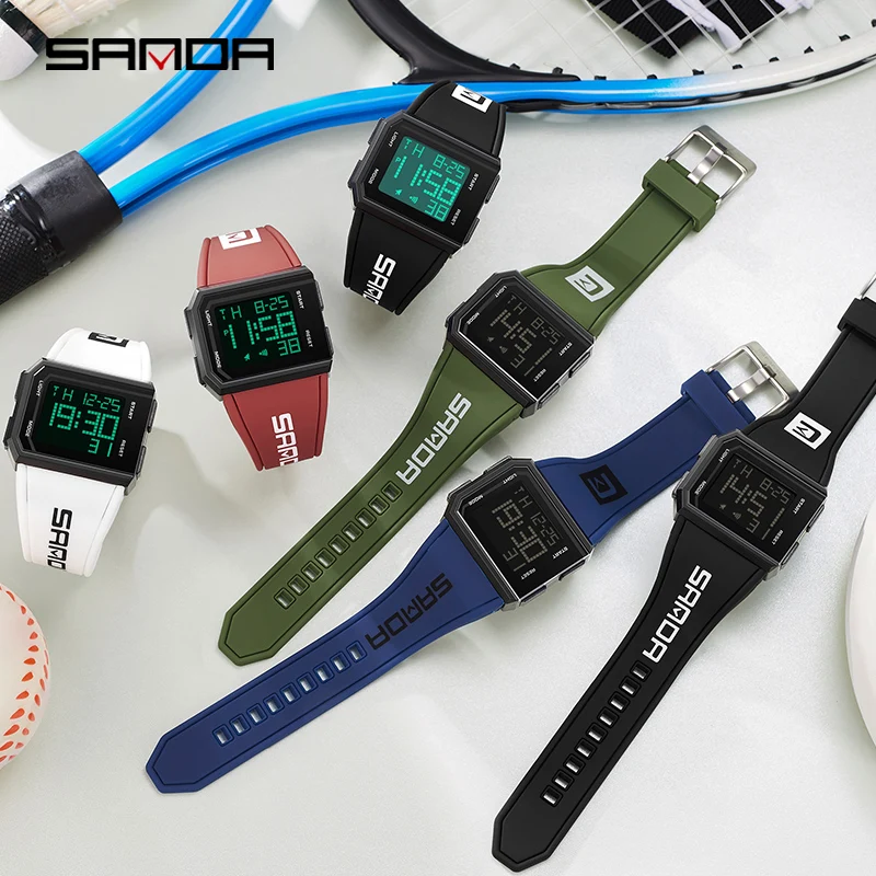 SANDA Brand Men's Digital Watch Chronograph Sport Electronic Bracelet Waterproof Men Wristwatch Alarm Clock Mens Watches 9003