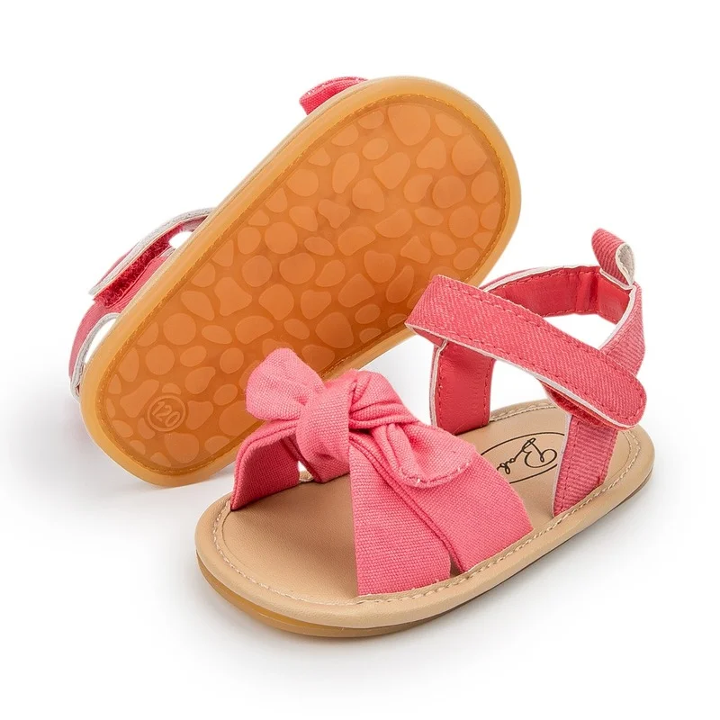 Summer Baby Sandals Baby Boy Girl Shoes Solid Shoes Anti-slip Soft Newborns Bow Classic new 2025 First Walkers Infant Crib Shoes
