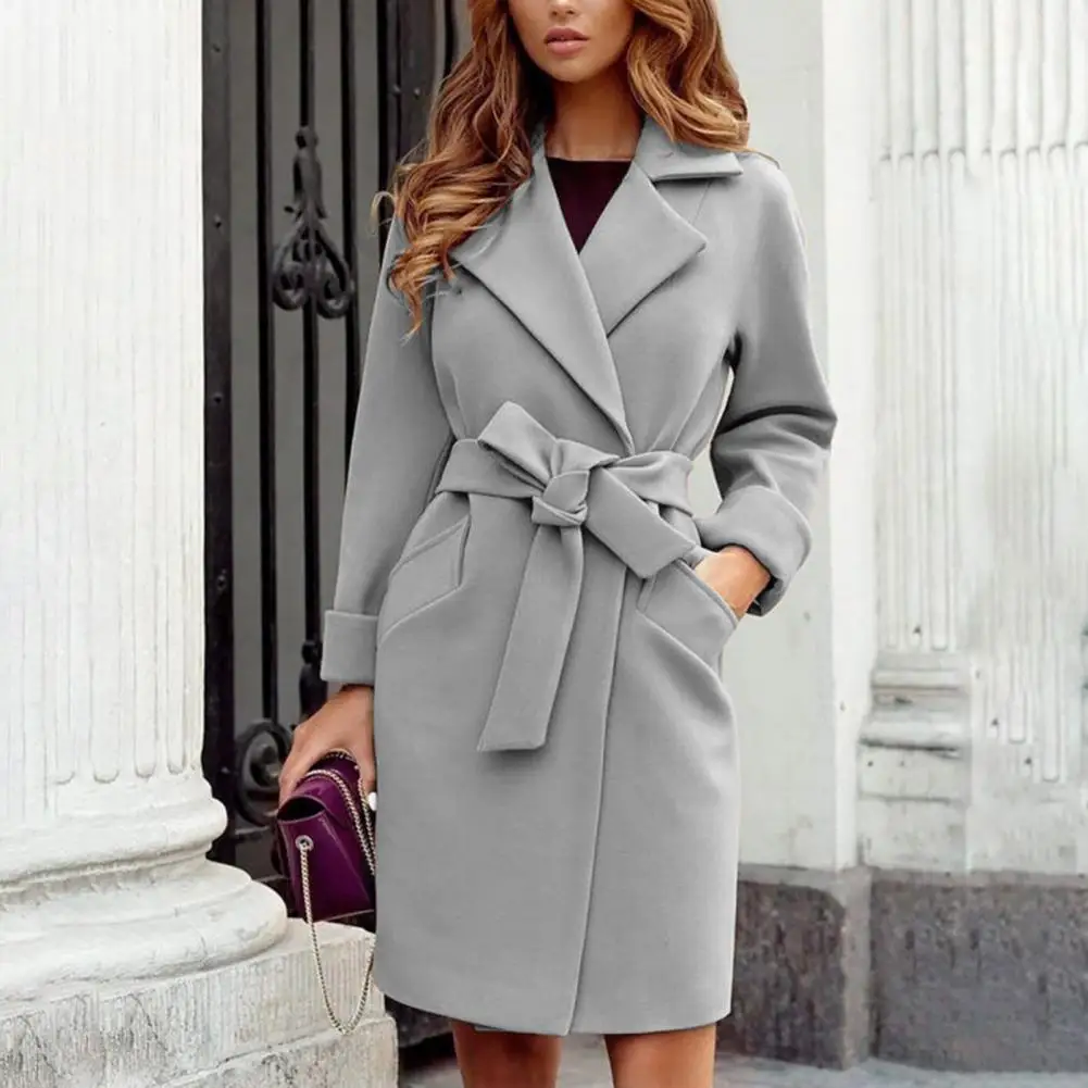 Trendy Lapel Long Winter Women Jacket With new Belt Tight Waist Casual 2025 Coat Tight Waist Turn-down Collar Lady Clothes for Dating