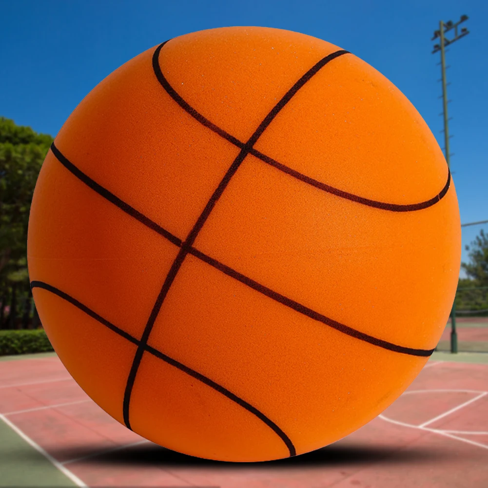 18/21/24 CM Bouncing Mute Ball Indoor Silent Basketball High-Resilience Foam Basketball for Various Indoor Activities Orange
