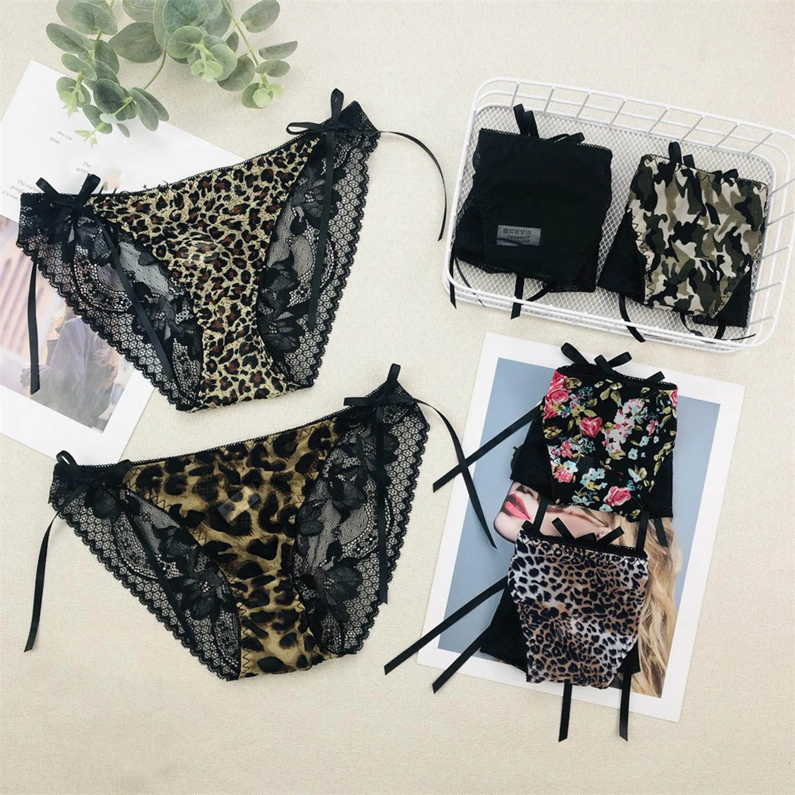 Women S Underwear Mesh Lingerie Panties Sexy Bow Design Breathable Hollowed Out High Elastic Low Waist Butt Padded 5