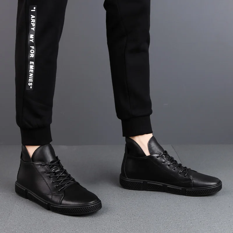 Comfortable Men's Shoes Genuine Leather Mens Outdoor Sneakers Hot Sale Lace-Up Male Ankle Boots Men Winter Plush Snow Boots