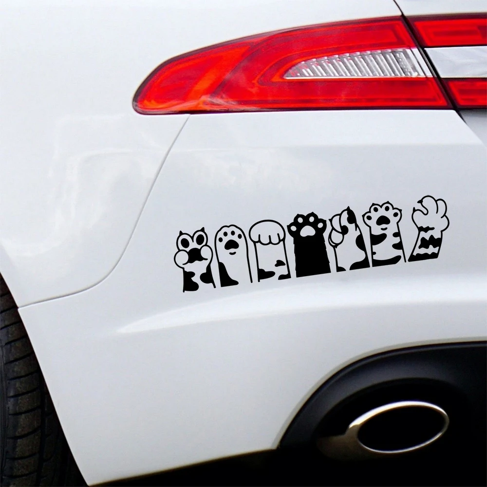 Cute Cat Paws Group Stickers Car Vinyl Decals Windows Bumper Fender Decor Accessories Self-adhesive Labels smile