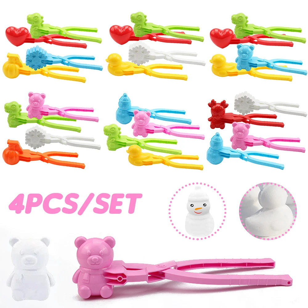 4/3pcs Cute 2025 Bear Duck Snowball Clip Snow Clay Ball Maker Creative Snowballs Mold Snow Shovel for Kids Outdoor new Sports Snow Toys