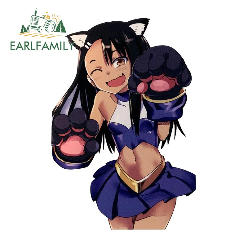 EARLFAMILY 2025 Nagatoro Hayase Cosplay Car Sticker Miss Nagatoro Sexy Uniform new Decal Rear Windshield Trunk Motorcycle Helmet Stickers