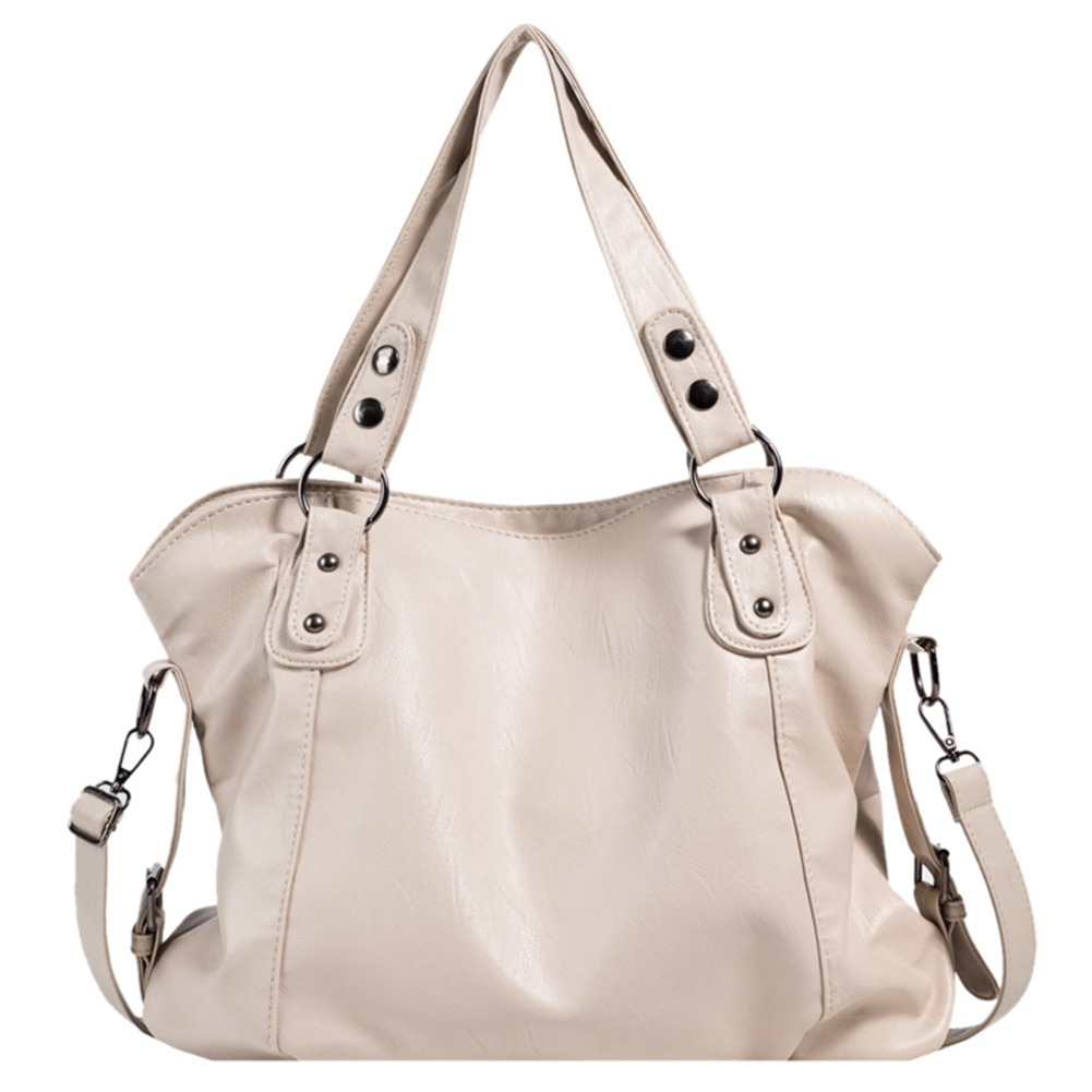 Women Sling Crossbody Bag Big Size PU Leather Hobos Crossbody Bag Casual Retro Solid Color Female Travel Shopper Mommy Tote Bag