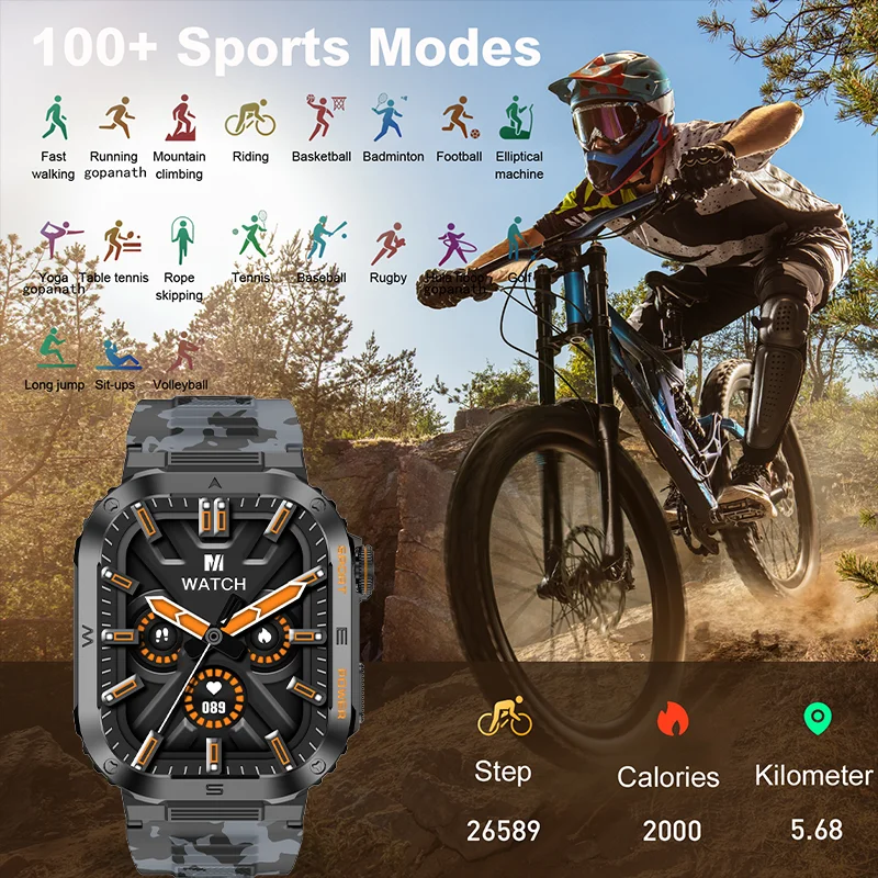 New Men's Smart Watch Bluetooth Call AI Voice Assistant Heart Rate Blood Oxygen Health Monitoring Sports Waterproof Smart Watc