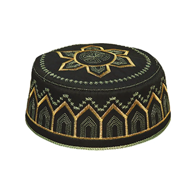 Islamic Round Cap Saudi Arabia Embroidery Hat Muslim Men Headwear Abaya Prayer Caps Headscarf Clothing Turban Gift